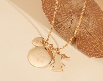 Personalized Charm Necklace Merci Maman hand-engraved necklace worn by  Duchess of Cambridge, gift for mom