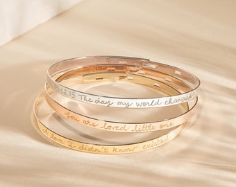 Personalised Bridesmaid Bangle, hand-engraved bridesmaid bangles, personalised bridesmaid thank you gift - Merci Maman