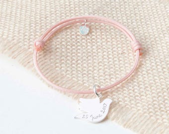 Pulsera personalizada Baptême ou Communion - Gravé à la main - Plaqué or, Argent 925