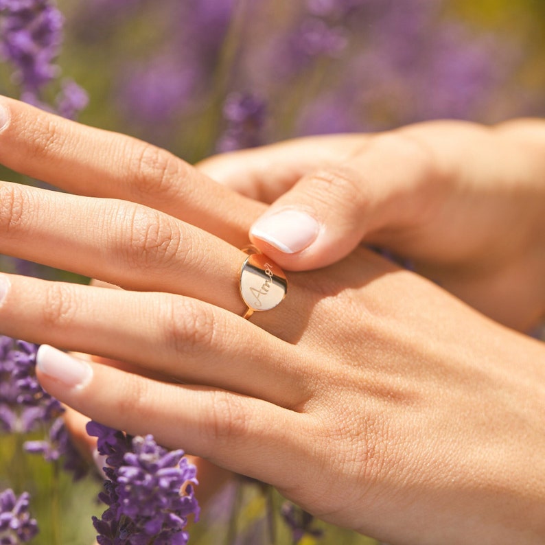 Bague Disque personnalisée - Gravé à la main - Plaqué eller, Argent 925 bild 2