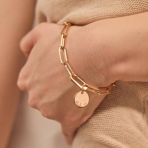 Bracelet Love Links Personnalisé - Gravé à La Main - Plaqué Or - Etsy