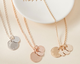 Collier Personnalisé Prénoms de ma Famille - Gravé à la main - Plaqué or, Argent 925