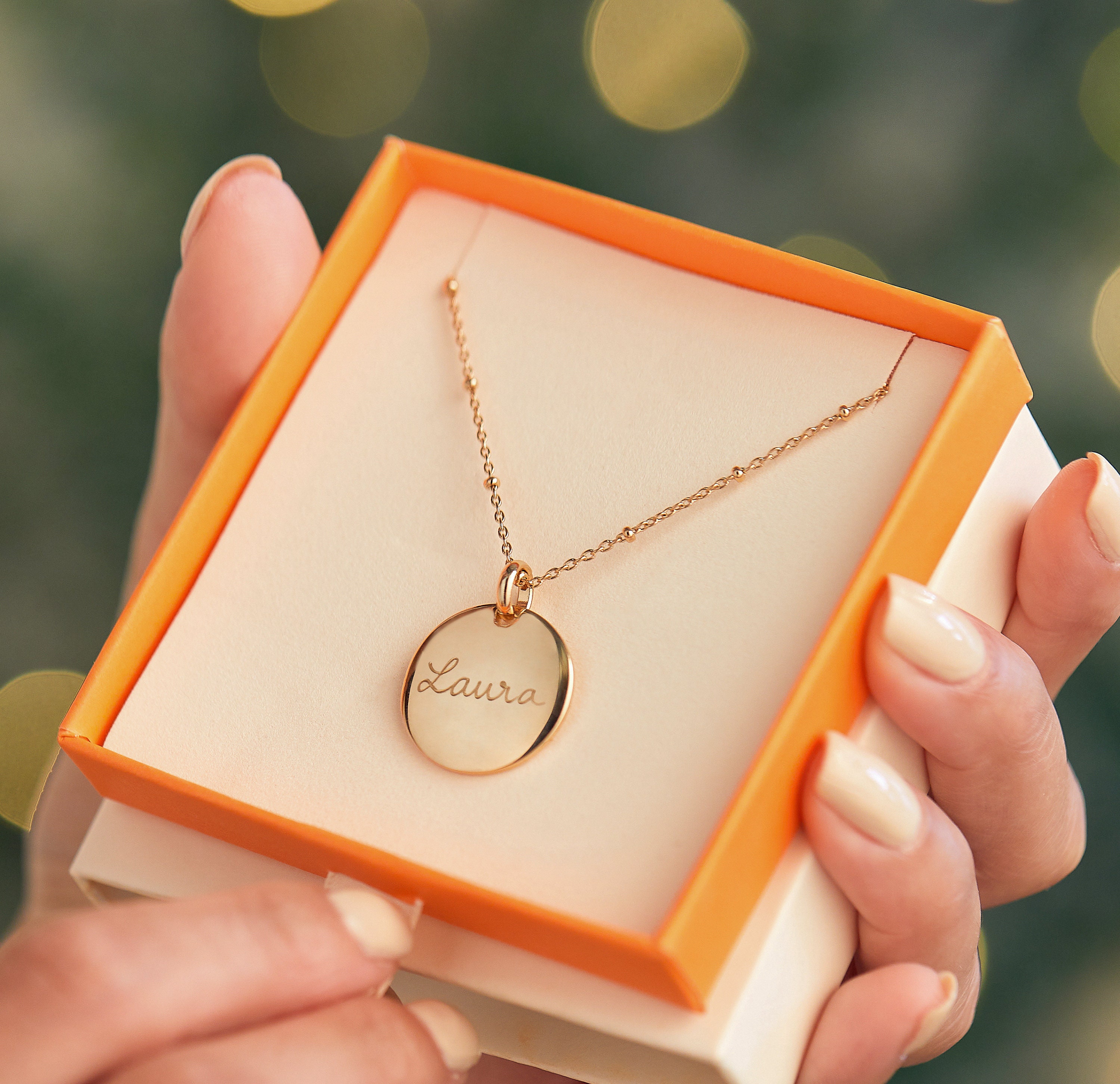 Personalized Signature Disc Necklace Merci Maman Classic Necklace