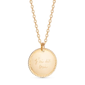 Collier Disque Perlé personnalisé - Gravé à la main - Plaqué or, Argent 925 image 7