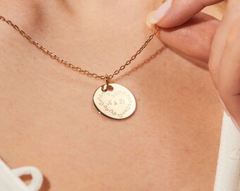 Personalized Valentines Neckalace, hand engraved necklace, Merci Maman gift for wife, Valentines gift for her