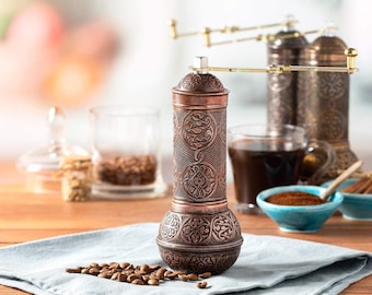 Handmade Ottoman Zamak Coffee Grinder, Traditional Turkish Spice Mill, Vintage Kitchen Decor