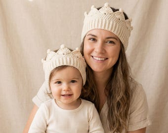 Crochet Crown Pattern, Beginner Friendly Headband, Mommy and Me Sizes (PDF Download)