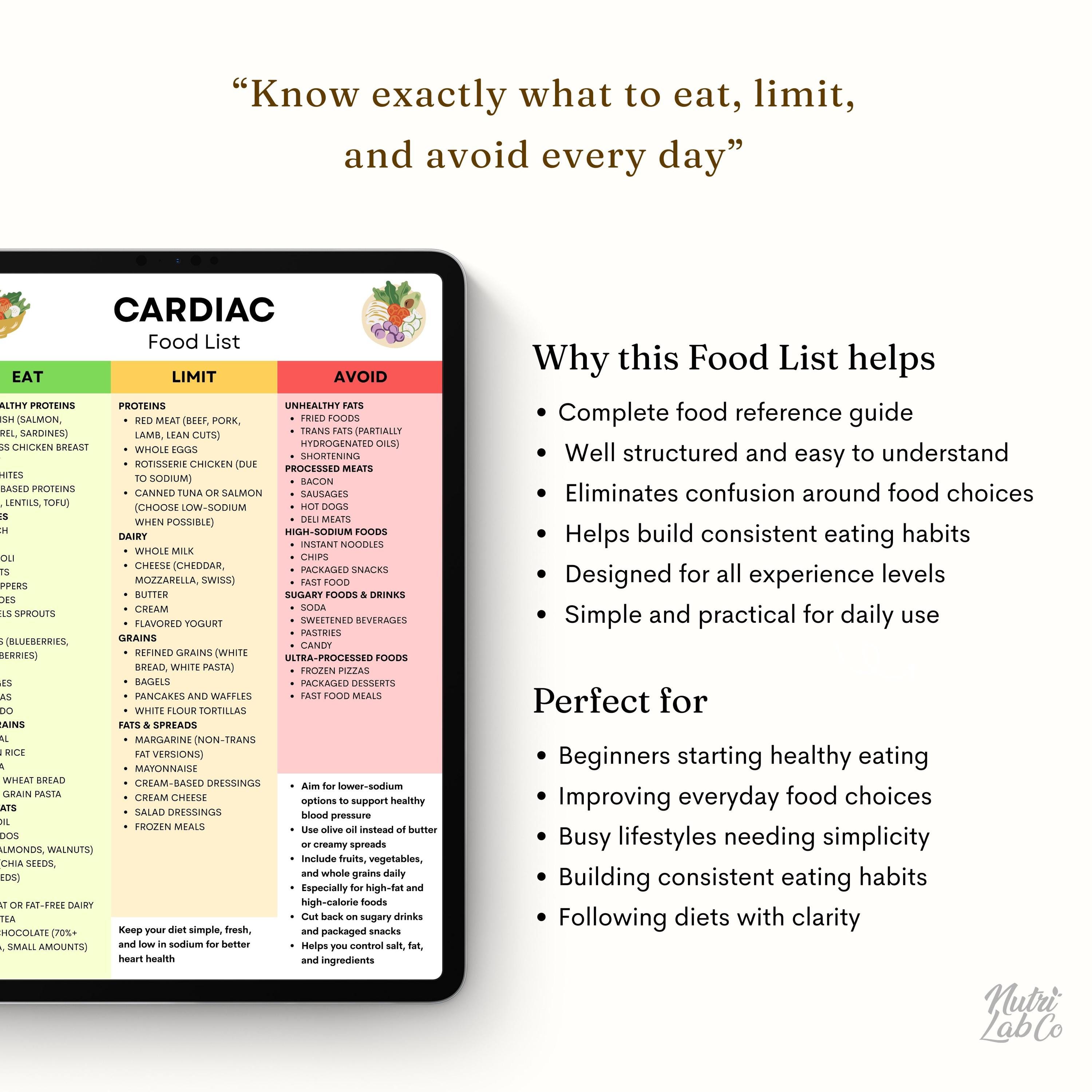 Cardiac Food List Printable | Heart Healthy Chart, Cardiac Diet Menu ...