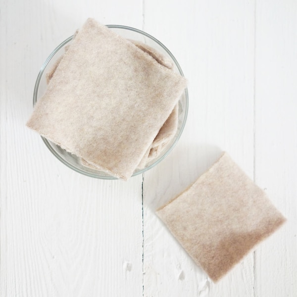 SQUARE reusable Facial "rounds", unbleached / Very soft "Reusable Cotton Rounds" - set of 8, zero waste, plasticfree, washable, organic