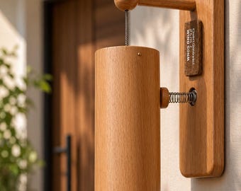 Timbre de puerta de madera: 432 Hz, madera natural, decoración para la entrada (regalo de inauguración de casa)