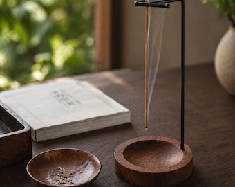 Quemador de incienso de madera invertido: soporte anticenizas para meditación, decoración del hogar y spa.