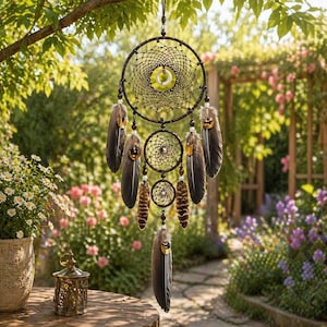 Grote dromenvanger muur opknoping bruine veren decor handgemaakte boho slaapkamer dromenvanger festival cadeau woondecoratie
