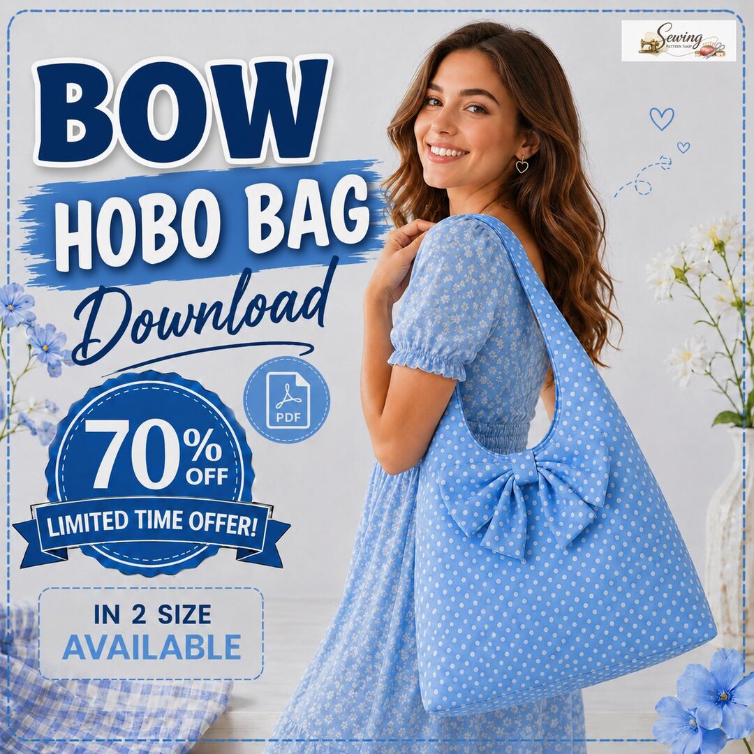Bow Hobo Bag Sewing Pattern | Polka Dot Shoulder Tote | Easy PDF ...