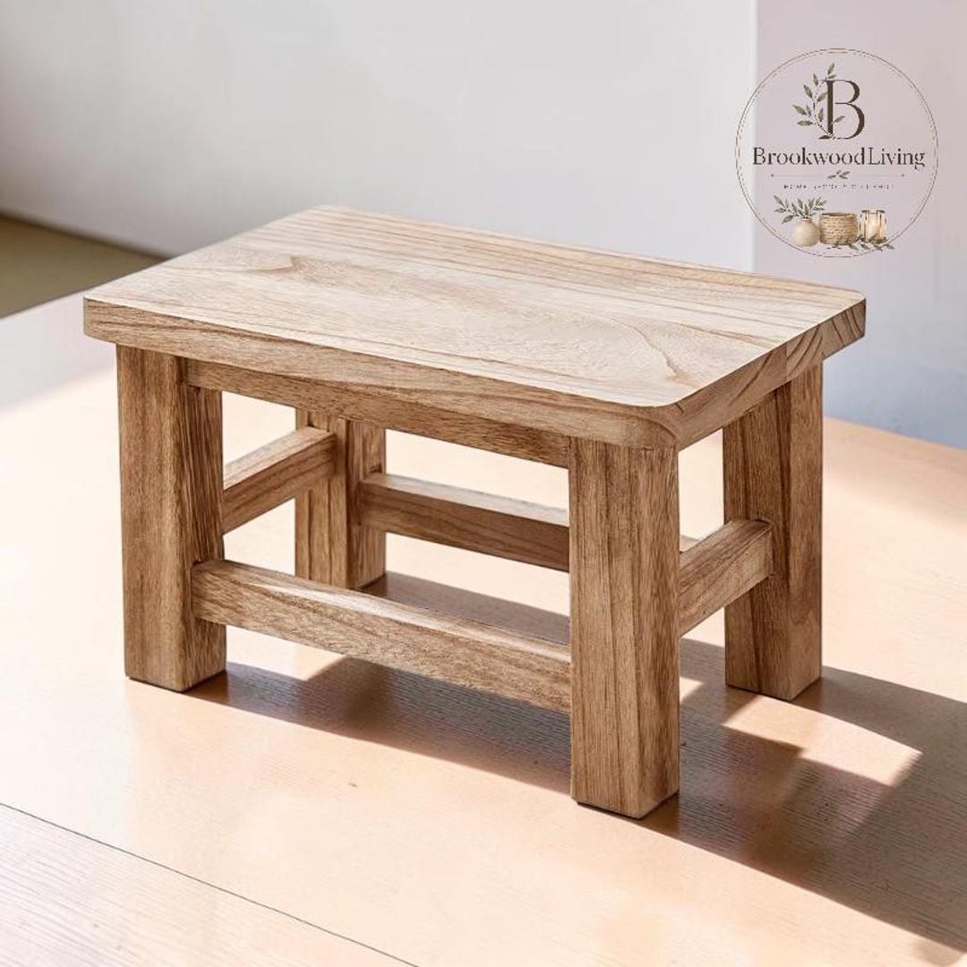 Solid Wood Step Stool Small Wooden Stool Shoe Changing Stool Rustic ...