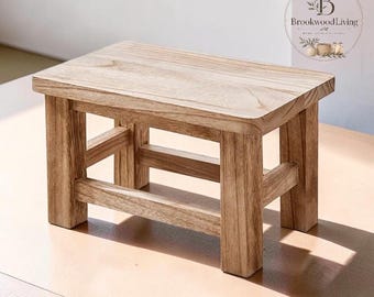 Solid Wood Step Stool Small Wooden Stool Shoe Changing Stool Rustic Foot Stool Kitchen Bathroom Living Room Garden Stool
