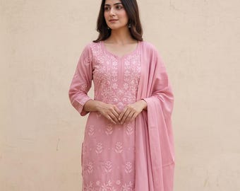 Komplet Sharara z bawełny wiskozowej Thread Weaving Rayon, cekinowy ślubny palazzo, szyty salwar kameez w kolorze różowym