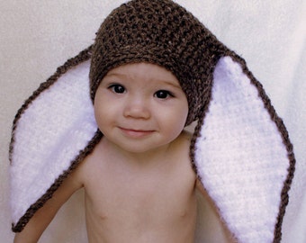 CROCHET PATTERN: Big Floppy Ear Bunny Rabbit Beanie/ Hat. Baby, Toddler, Child, Teen & Adult Sizes.Make it for Easter or Photo Prop.