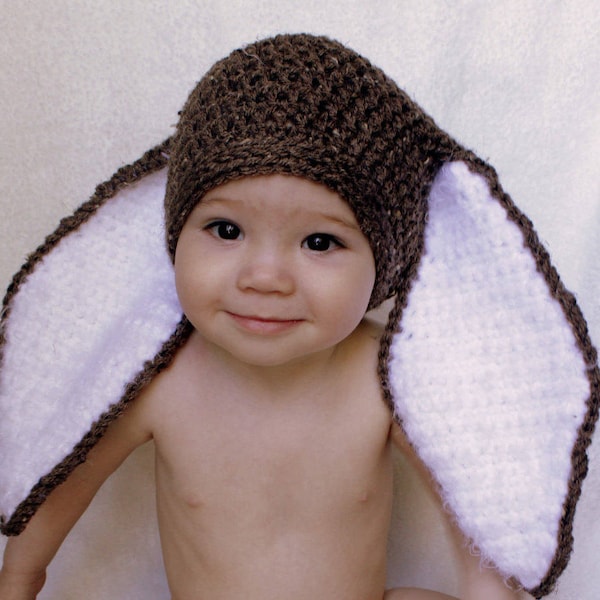 CROCHET PATTERN: Big Floppy Ear Bunny Rabbit Beanie/ Hat. Baby, Toddler, Child, Teen & Adult Sizes.Make it for Easter or Photo Prop.