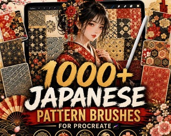 1000+ Japanese Procreate Brushes Bundle, Samurai Brushes, Sumi-e Ink Brushes, Japanese Tattoo Brush, Wave, Asian Pattern Stamps, Traditional