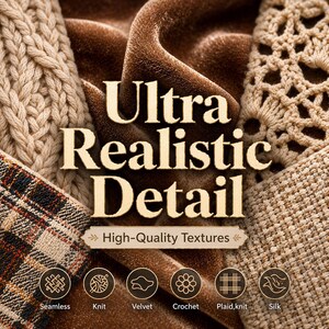 Más de 1000 pinceles de textura de tela para Procreate | Pinceles sin costuras para textiles, punto, terciopelo, cuadros y ganchillo | Kit de diseño de patrones | Descarga instantánea imagen 6