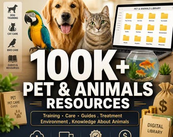 400K+ Pet & Animals PLR Bundle | Dog Training, Cat Care, Birds, Fish, Livestock eBooks | Digital Library MRR Resell Pack