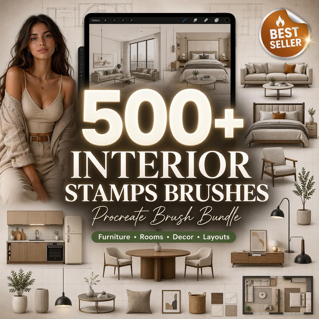 500+ Interior Furniture Stamps for Procreate | Home Design Brushes ...