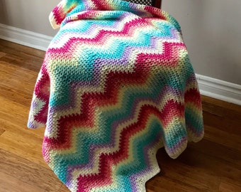 Bernat Rainbow Ripple Knit Blanket Pattern