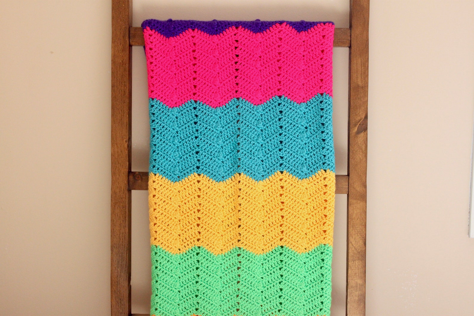Crochet Baby Blanket Pattern Rainbow Ripples and Popcorns Easy Etsy