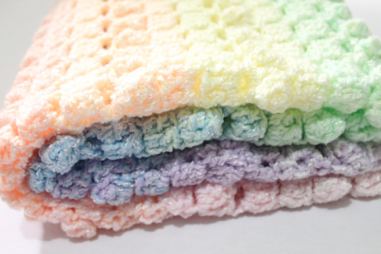 Crochet Pattern Rainbow Baby Blanket Pretty Popcorn Stitch Etsy