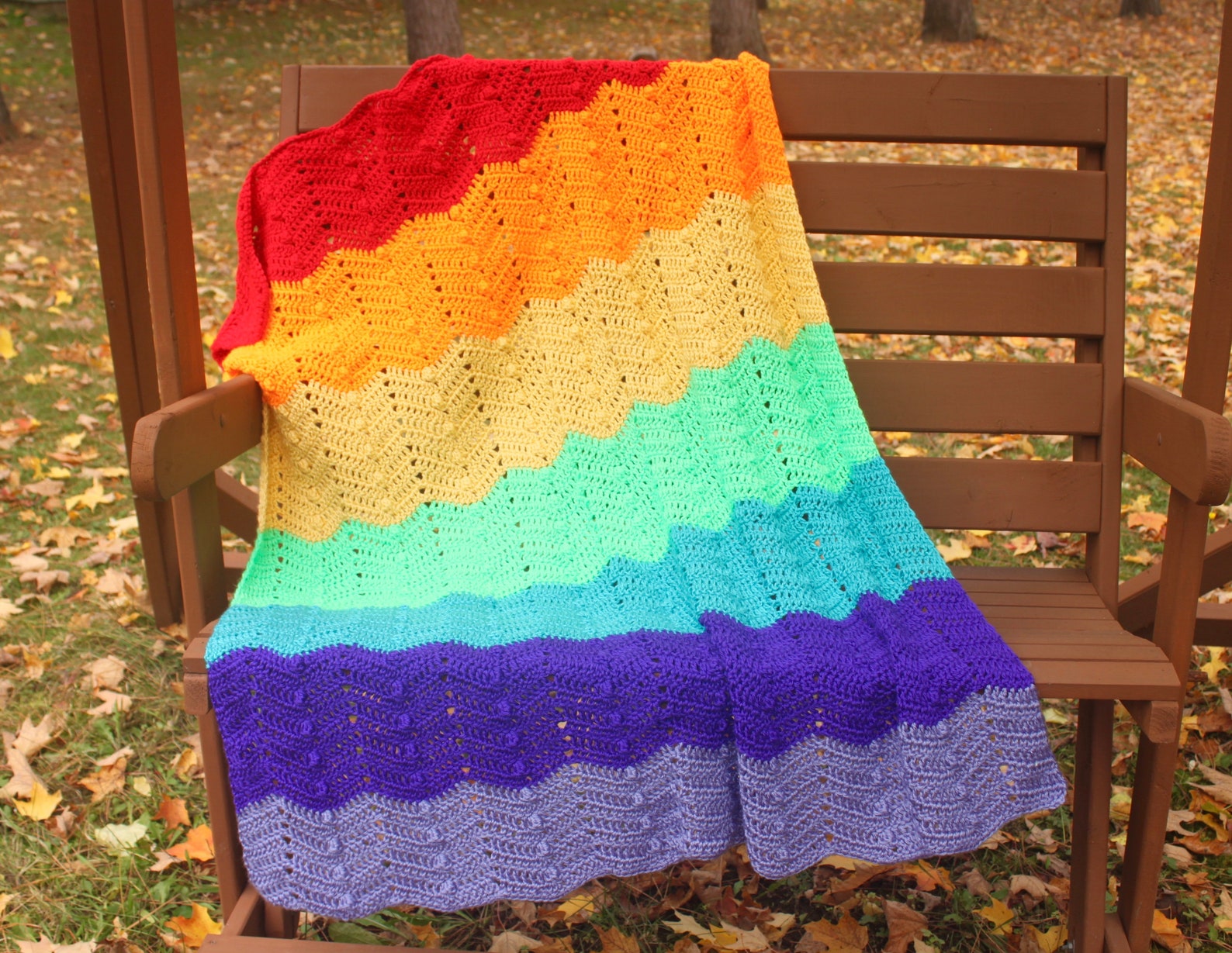 Crochet Baby Blanket Pattern Rainbow Ripples and Popcorns Easy Etsy