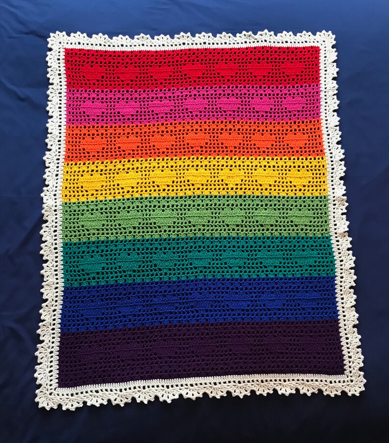 Rainbow Crochet Baby Blanket Pattern Sweet Hearts Etsy Canada