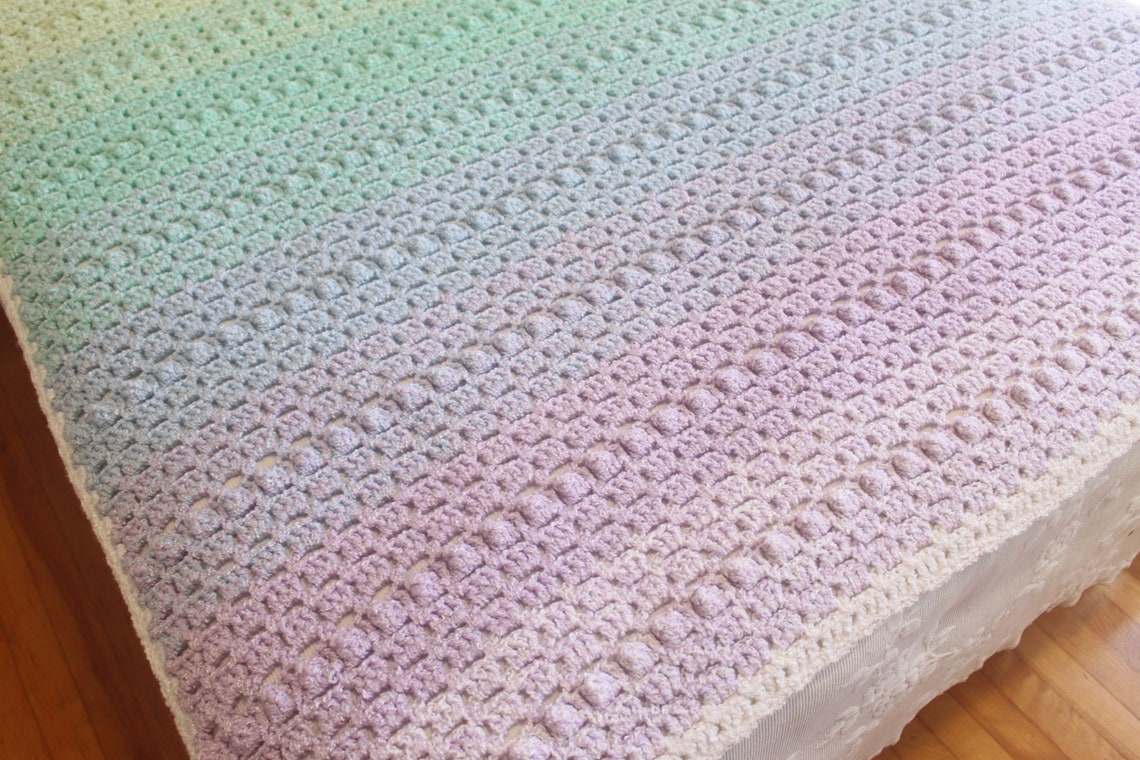 Rainbow Blanket Crochet Pattern Twin Size Digital Download Etsy
