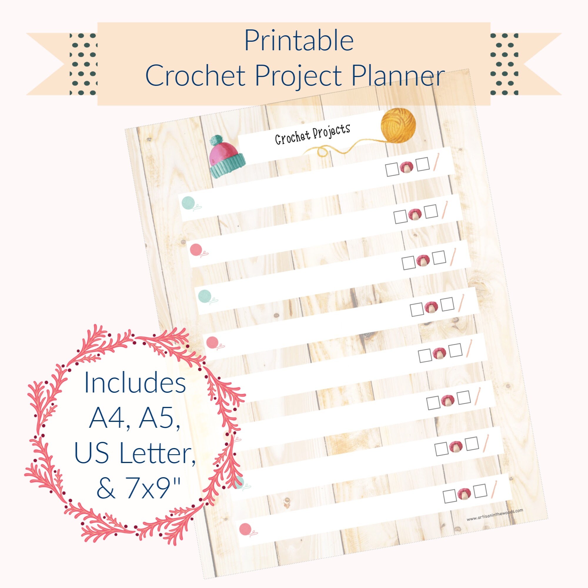 Printable Crochet Project Planner Page A4 A5 Letter 7x9.25 | Etsy