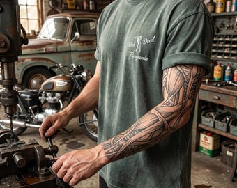 Personalized Father's Day Golf Shirt Custom Text Golfer Gift Sage Acid Wash Tee Minimalist Golf Design Gift for Father in Law Unique Tee