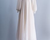NEW LISTING 1960s Cream Bell Sleeves Chiffon Lace Gown