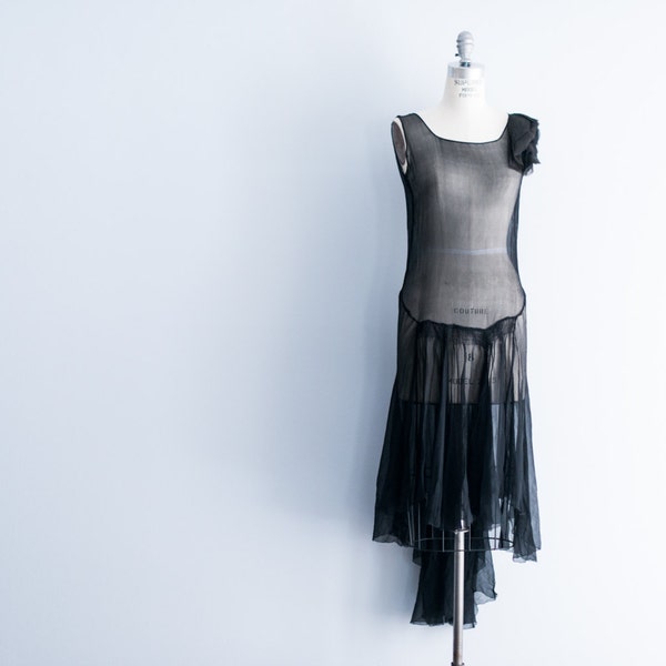 NEW LISTING 1920s Silk Chiffon Skirted Dress