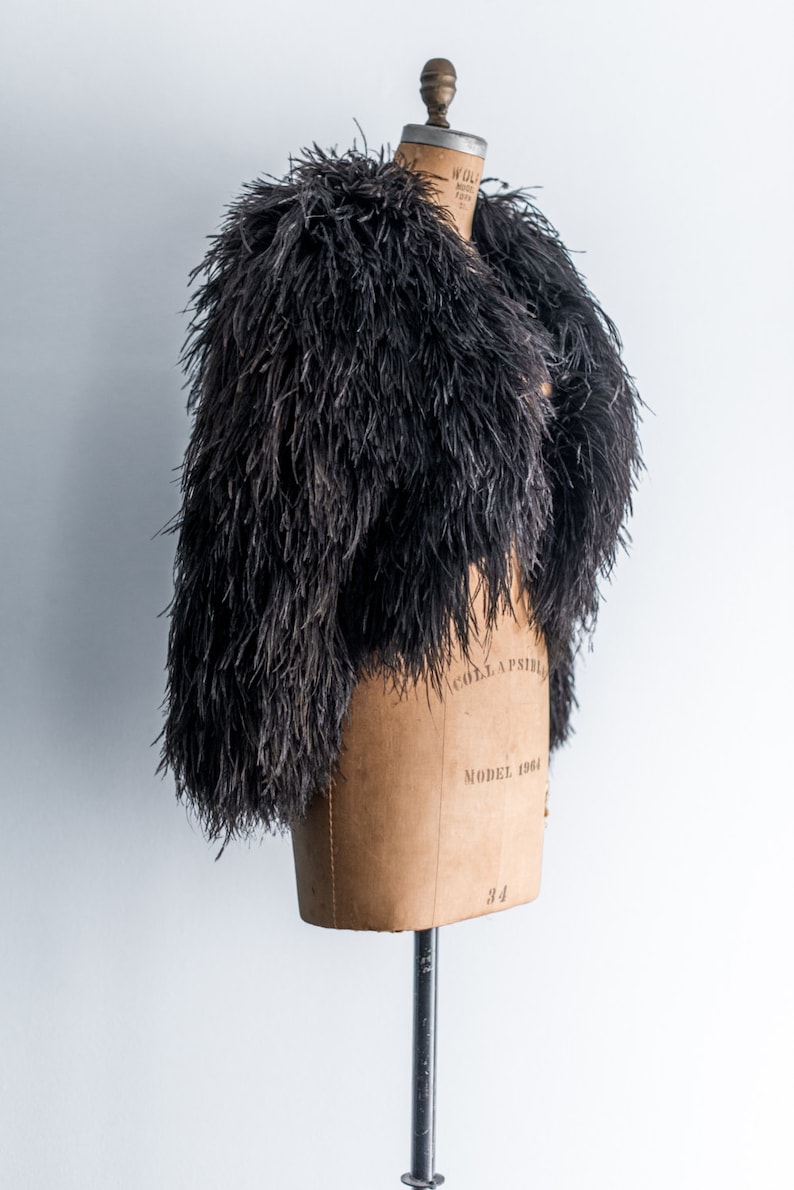 RESERVED NEW LISTING Vintage Black Ostrich Feather Jacket Etsy