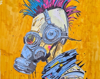 Diversos dibujos de 8x11 o 11x14 pulgadas realizados con lápices de colores o rotuladores a base de alcohol.