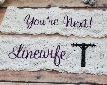 Linewife Garter, Garter, Power Worker, Linemans' Wife, Wedding Garter, Purple Garter, Shower Gift, Bridal Lingerie, Boudoir. You're Next