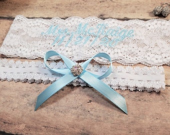 Embroidered Garter, Garter, Something Blue Garter, Wedding Lingerie, Shower Gift, Wedding Garter, Blue Garter, Garter Set, Save The Date