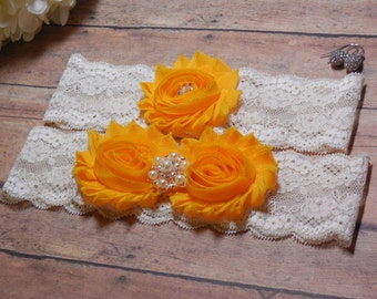 Sunflower Wedding/ Wedding garter / Sunflower garter / Sunflower yellow garter / Wedding /Fall garter / Lace garter / Yellow Garter / Garter