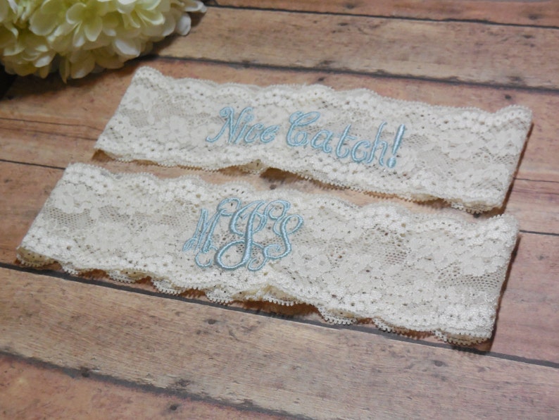 Monogrammed Garter Garter Brides Garter Wedding Bridal Bride Something Blue Custom Garter Personalized Garter Blue Garter Monogram