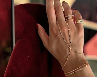 Gold Snake Bracelet - Hand Chain, Elegant Jewelry, Arm Accessory