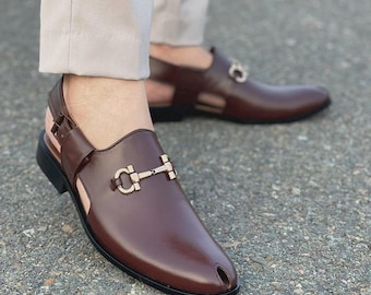 Sandalias de cuero marrón artesanales para hombre – Duraderas, hechas a mano y cómodas.