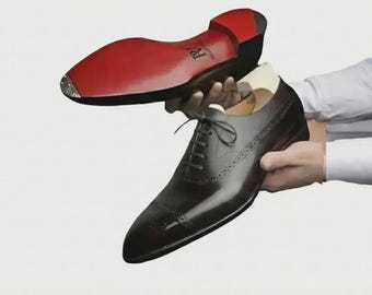 Zapatos Oxford de cuero negro para hombre, calzado formal de vestir.