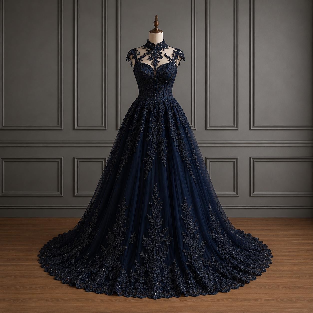 black lace tea dress Opera Lace Hem Midi Dress S main image 1