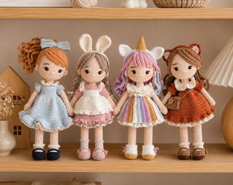 Muñeca de ganchillo artesanal, amigurumi personalizado de niña otoñal, peluche artesanal para niñas, decoración infantil, regalo de cumpleaños para niños pequeños.