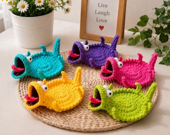 Posavasos de lagarto de ganchillo, posavasos de animales de ganchillo, portavasos de amigurumi, tapete para bebidas hecho a mano, posavasos de tortuga, ratón, ganso y rana
