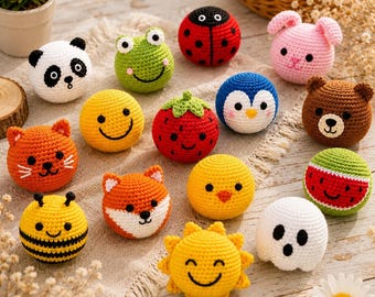 Pelota de hacky sack de ganchillo, pelota antiestrés con forma de personaje hecha a mano, juguete antiestrés con forma de animalito, regalo para niños, rana, panda, oso, zorro, abeja, fantasma, footbag