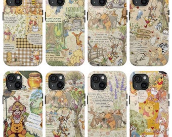 Funda para teléfono Winnie the Pooh, estilo vintage, con diseño de dibujos animados de Disney, para iPhone 17 16 15 14 13 12 11 Pro Max, Samsung S25 S24 S23 S22